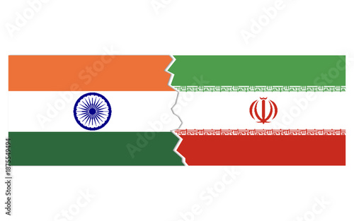 India Iran breakup concept stock image, india Iran conflict concept with flag image