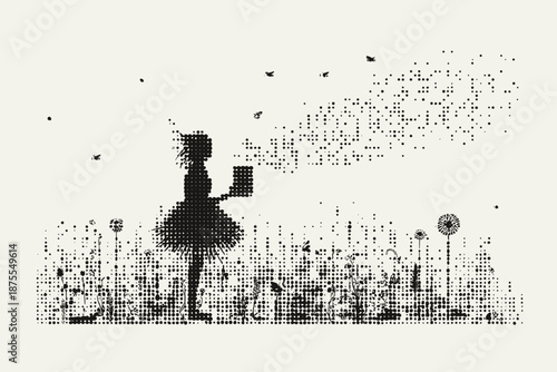 Silhouette of a Woman Carrying a Tray of Fruits