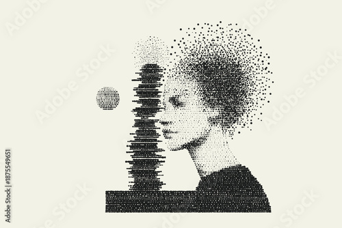 Silhouette of a Woman Carrying a Tray of Fruits