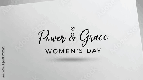 Empowerment message on card for women's day celebration with elegant typography and heart symbol on textured background