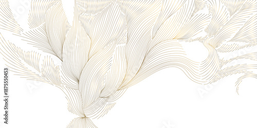 Foto Luxury abstract wave pattern, elegant gold lines background