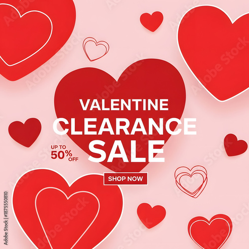 Valentine's Day Clearance Sale: Capturing the essence of romance and savings, this image showcases a heart-filled Valentine's Day sale, offering irresistible deals and promotions.