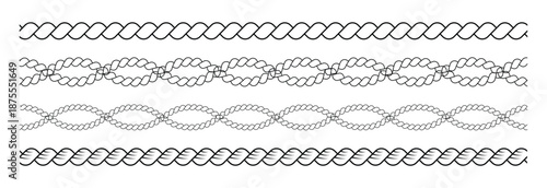 rope brush pattern. Thread pattern seamless. marine twine design elements for banner, poster, frame, border.  vector illustration.