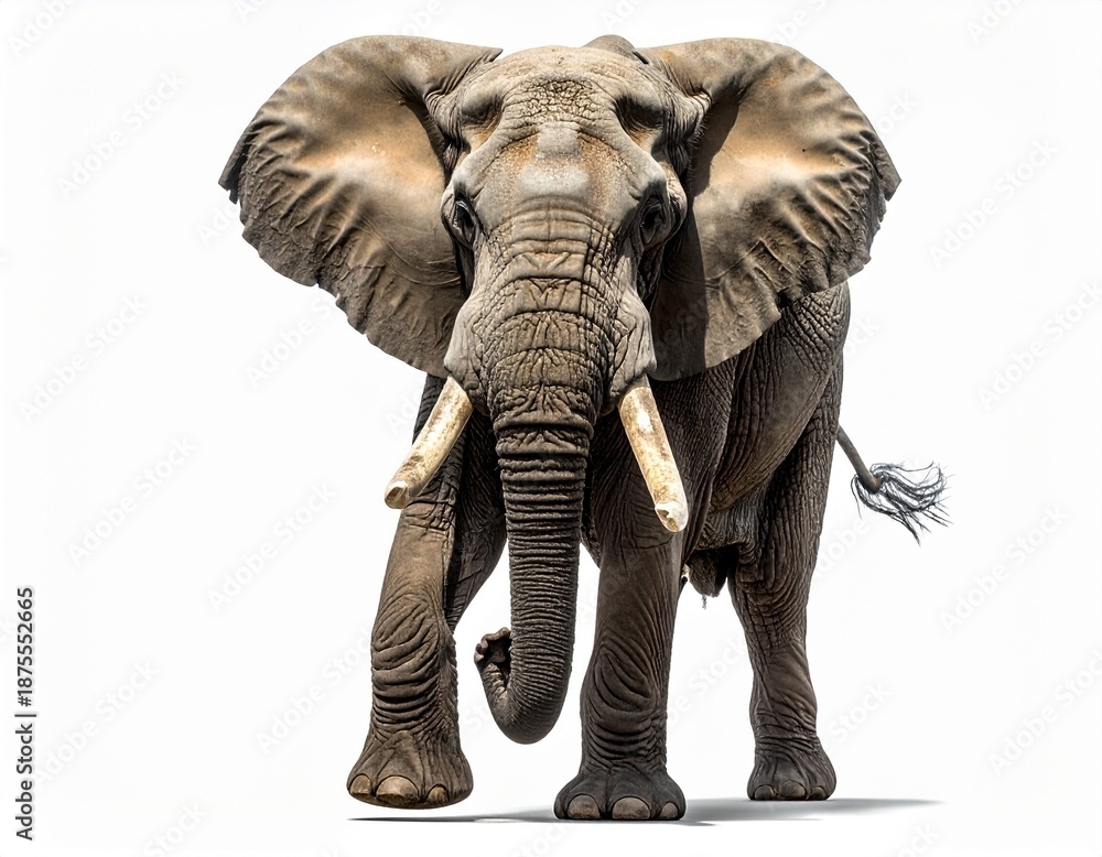 Fototapeta premium African elephant on white background
