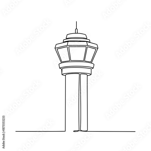 Air Traffic Control Tower outline drawing on transparent background  