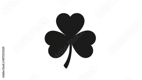A minimalist black four-leaf clover icon on a white background