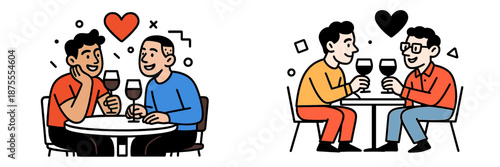 Two couples enjoying a romantic evening over wine at a cozy table