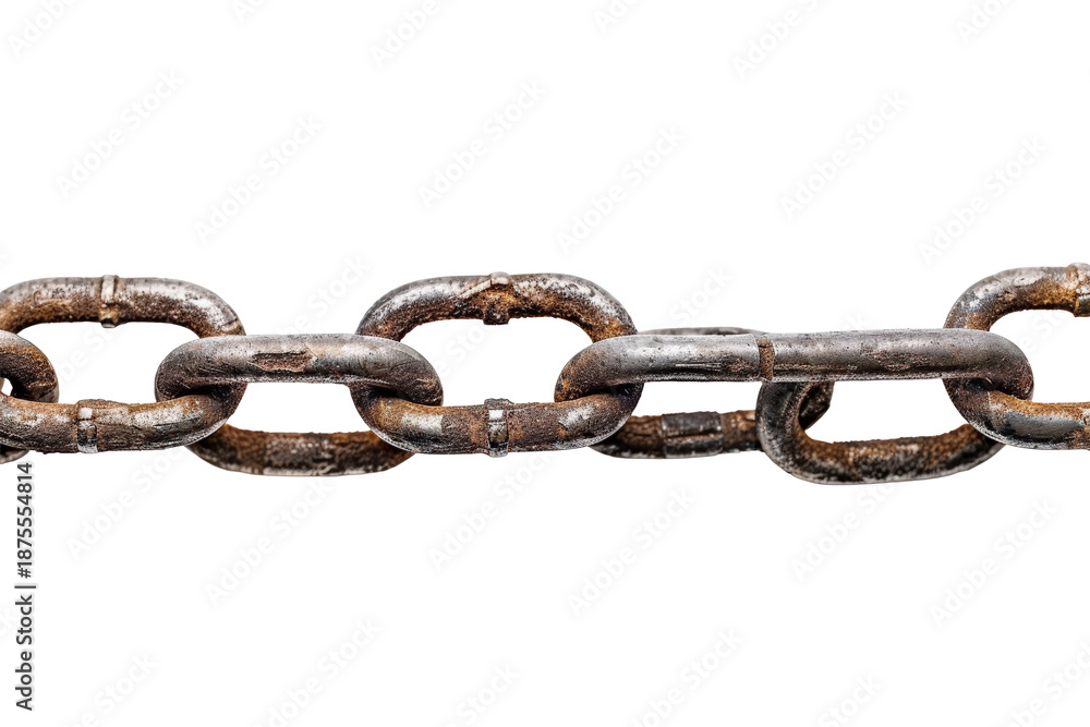 Fototapeta premium Rusty Industrial Chain Isolated on White Background
