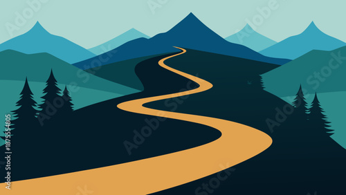 Mountain Road Vector Illustration 