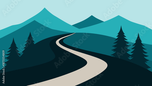 Mountain Road Vector Illustration 