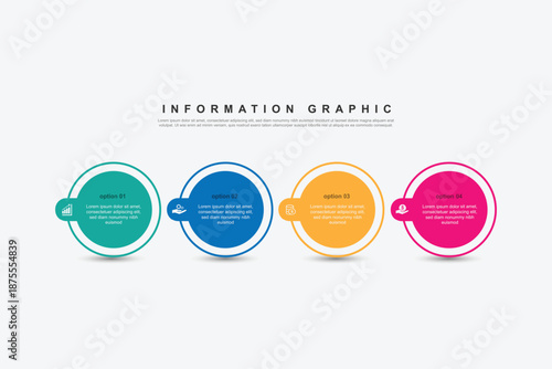 modern design template banner infographic circle and line. 4 step process information or presentation with icons