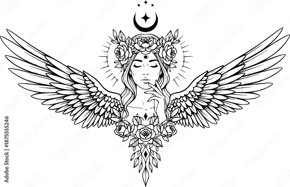 Fototapeta premium Divine Goddess Feminine Vector Illustration