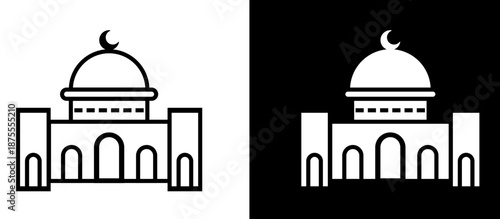 Ramadhan icon set featuring Islamic symbols fasting, crescent moon, and mosque. Suitable for religious design, apps, websites, posters, and digital content during the holy moon
