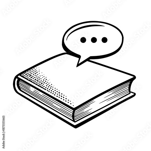 Book speech bubble education learning studying knowledge literature library reading textbook discussion idea talk