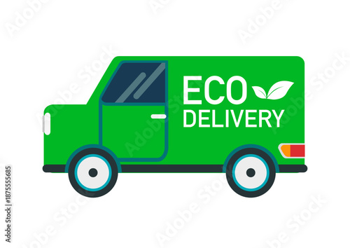 Green Eco Delivery Van Vector