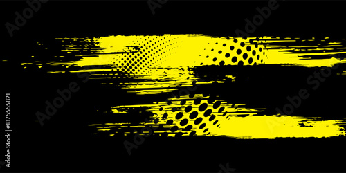 aDots halftone yellow and dark blue color pattern gradient grunge texture background. Dots pop art sport style vector illustration