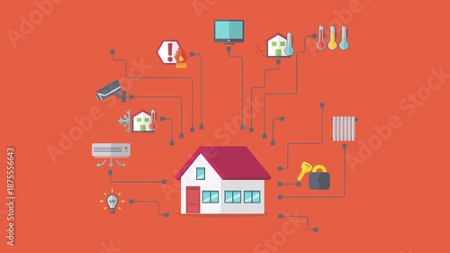 Wallpaper Mural Smart home. 4K video animation concept of smart house technology system with centralized control.	 Torontodigital.ca