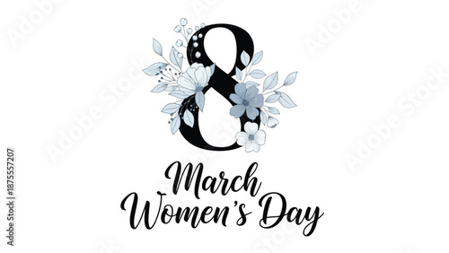 March women's day logo with floral design and letter c symbolizing female empowerment and celebration