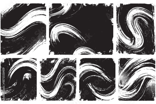 Abstract Black and White Brush Stroke Texture Collection