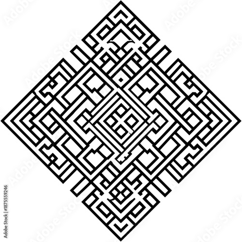 Abstract geometric maze design vector illustration for graphic design and creative projects exactly one hundred