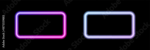 Glowing neon frame with glowing pink and purple light effects, futuristic portal gateway, vibrant and LED illumination border, abstract vector frame composition.