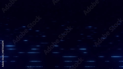 Blue digital light lines moving across a dark background. Abstract technology animation in 4k.