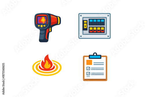 Infrared Camera, Fire, Electrical Panel, and Checklist Icons
