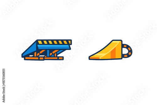 Illustration of two ramps for extreme sports