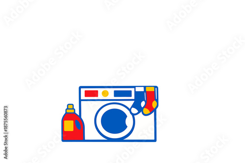 Washing machine with laundry detergent and socks