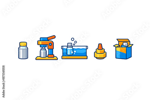 Bottle filling and packaging icons