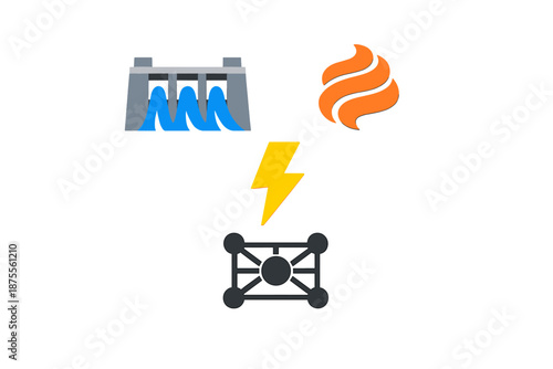 Energy sources: Hydro, Fire, Electricity, Network