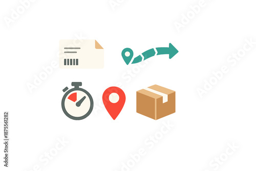 Delivery and logistics icons with glowing effect