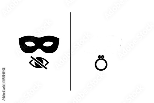 Masquerade Mask and Ring Symbolizing Secrets and Commitment