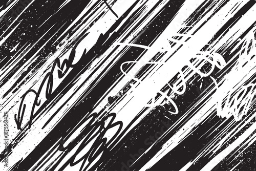 Abstract Black and White Grunge Brush Stroke Background