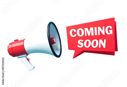 Coming soon announcement with megaphone