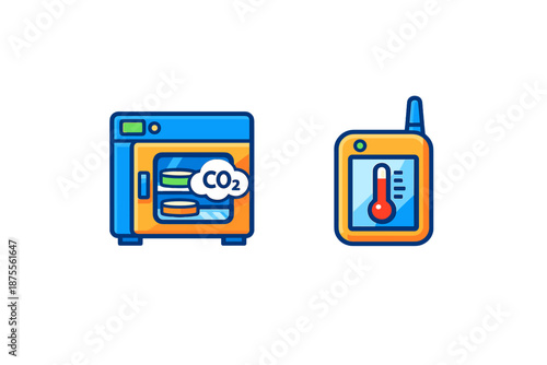 CO2 Incubator and Digital Thermometer Icons