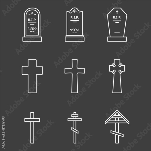 Vector Set of Cemetery Icons