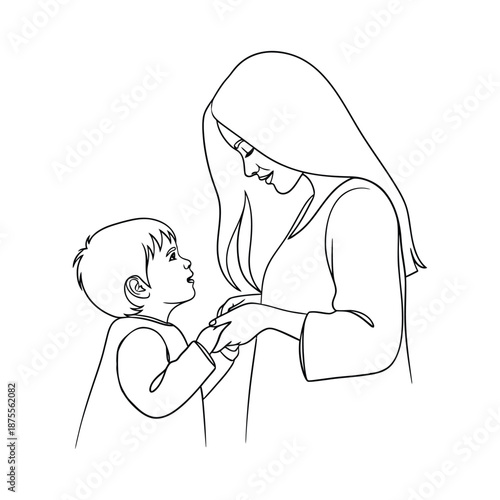 Tender Moment Between Mother And Child vector artwork