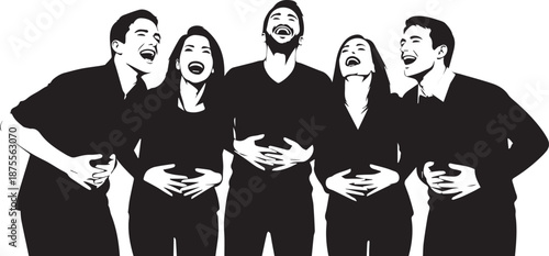 Group of people laughing together in joyful moment