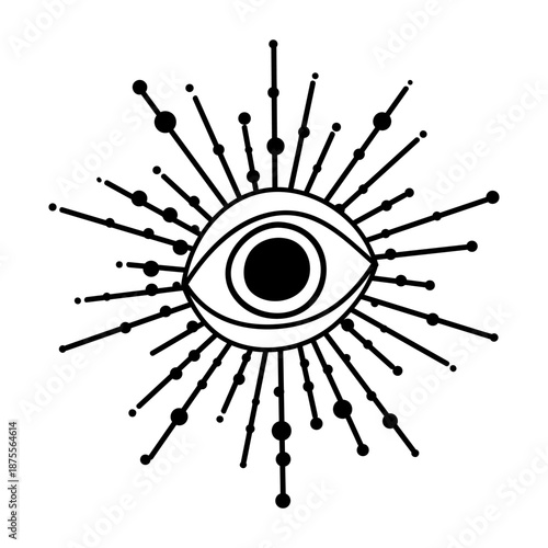 Evil eye set. Eye of Providence. Lineart Vector illustration. Magic celestial witchcraft symbol. Masonic symbol. Hand drawn logo