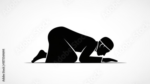 Muslim man praying in silhouette Islamic prayer pose vector illustration for religious concepts and cultural themes isolate
