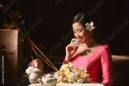 Laos woman in lao traditional dress