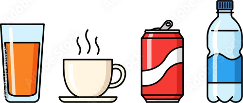 Set of 4 Beverage Icons Vector Illustration