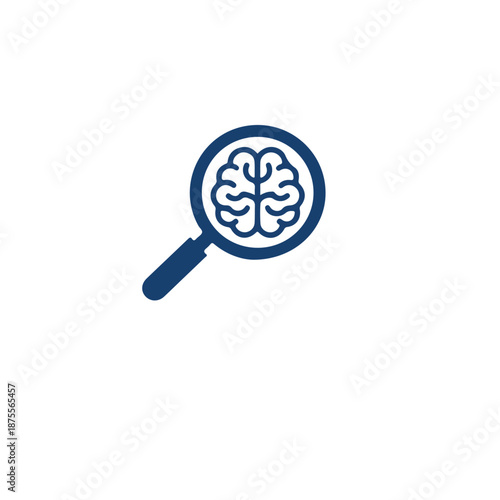 Magnifying Glass Over Brain Icon Symbolizing Research.