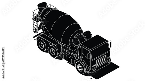 Cement mixer truck on construction site equipment