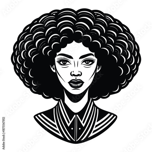 Afro Hairstyle Woman Portrait Illustration