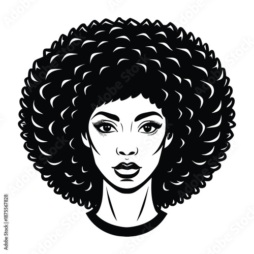 Afro Hairstyle Woman Portrait Illustration