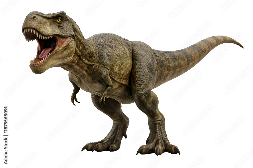 Fototapeta premium Realistic 3D Tyrannosaurus Rex Dinosaur Isolated on White Background