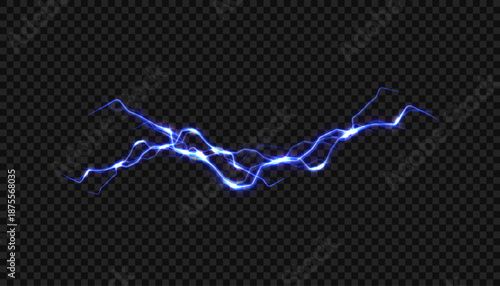 Lightning bolt PNG with glowing light effect, representing thunderstorm and natural electrical energy. Vector design.