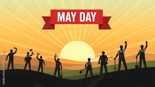 May day celebration at sunset